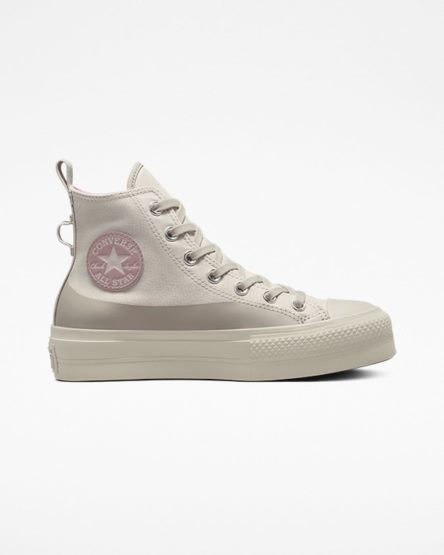 Dámské Boty Na Platformy Converse Chuck Taylor All Star Lift Vody-Repellent Platene Vysoké Béžový Šedé | CZ QGCU98